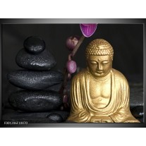 Glas schilderij Boeddha | Goud, Zwart, Paars 