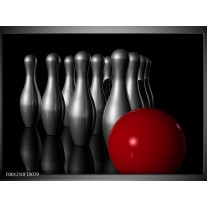 Foto canvas schilderij Bowlen | Zilver, Wit, Rood 