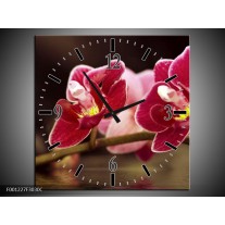 Wandklok op Canvas Orchidee | Kleur: Zwart, Rood | F001227C