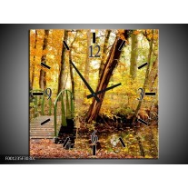 Wandklok op Canvas Natuur | Kleur: Geel, Bruin, Groen | F001235C