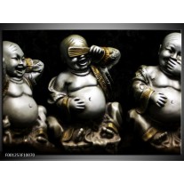 Foto canvas schilderij Boeddha | Zwart, Wit, Goud 