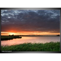 Foto canvas schilderij Zonsondergang | Wit, Geel, Paars 