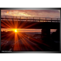 Foto canvas schilderij Zonsondergang | Geel, Oranje, Zwart 