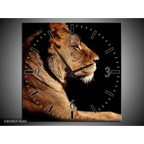 Wandklok op Canvas Leeuw | Kleur: Bruin, Zwart | F001402C