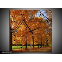 Wandklok op Canvas Bomen | Kleur: Geel, Oranje | F001430C