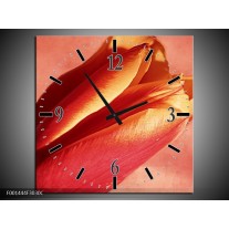 Wandklok op Canvas Tulp | Kleur: Rood, Oranje, Geel | F001444C