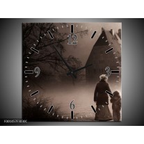 Wandklok op Canvas Natuur | Kleur: Grijs, Wit | F001457C