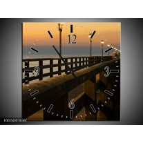 Wandklok op Canvas Brug | Kleur: Grijs, Zwart, Wit | F001503C