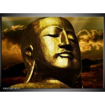 Glas schilderij Boeddha | Goud, Grijs, Zwart 