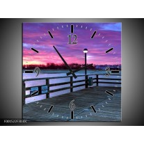 Wandklok op Canvas Natuur | Kleur: Paars, Grijs, Wit | F001522C