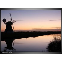 Foto canvas schilderij Molen | Zwart, Grijs, Wit 