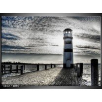 Foto canvas schilderij Vuurtoren | Grijs, Wit, Zwart 