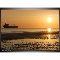 Foto canvas schilderij Zee | Geel, Bruin, Wit 