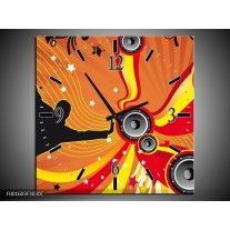 Wandklok op Canvas Dansen | Kleur: Zwart, Rood, Geel | F001603C