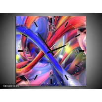 Wandklok op Canvas Abstract | Kleur: Paars, Rood, Geel | F001608C