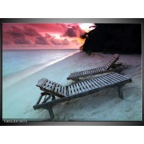 Foto canvas schilderij Strand | Paars, Grijs, Zwart 