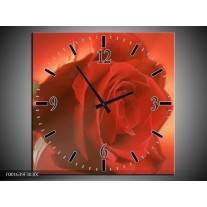 Wandklok op Canvas Roos | Kleur: Rood, Oranje, Geel | F001639C