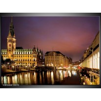 Foto canvas schilderij Gebouw | Paars, Geel, Wit 