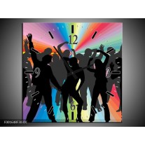 Wandklok op Canvas Dansen | Kleur: Zwart, Rood, Groen | F001648C