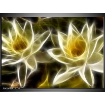 Foto canvas schilderij Bloem | Geel, Wit, Zwart 