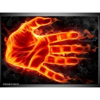 Foto canvas schilderij Hand | Oranje, Geel, Zwart 