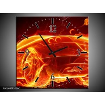 Wandklok op Canvas Auto | Kleur: Goud, Rood, Geel | F001689C