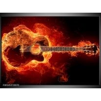 Foto canvas schilderij Gitaar | Goud, Rood, Geel 