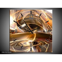 Wandklok op Canvas Abstract | Kleur: Goud, Wit, Bruin | F001702C