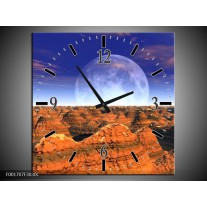 Wandklok op Canvas Natuur | Kleur: Bruin, Blauw, Wit | F001707C