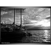 Foto canvas schilderij Boot | Grijs, Zwart, Wit 