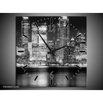 Wandklok op Canvas New York | Kleur: Grijs, Zwart, Wit | F001804C