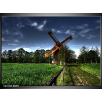 Foto canvas schilderij Molen | Groen, Blauw, Bruin 