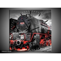 Wandklok op Canvas Trein | Kleur: Zwart, Rood, Wit | F001821C