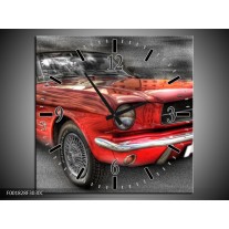 Wandklok op Canvas Mustang | Kleur: Rood, Zwart | F001828C