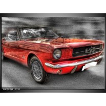 Glas schilderij Mustang | Rood, Zwart 