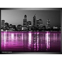 Foto canvas schilderij New York | Zwart, Wit, Paars 