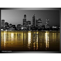 Foto canvas schilderij New York | Zwart, Wit, Geel 