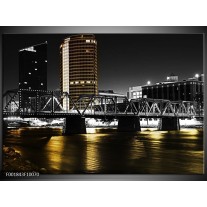 Foto canvas schilderij Brug | Zwart, Wit, Geel 