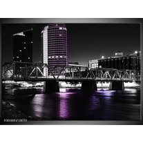 Foto canvas schilderij Brug | Zwart, Wit, Paars 