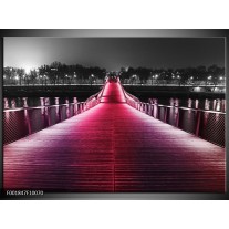 Foto canvas schilderij Brug | Roze, Zwart 