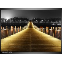 Foto canvas schilderij Brug | Geel, Zwart, Wit 