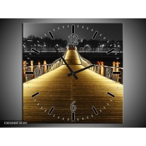 Wandklok op Canvas Brug | Kleur: Geel, Zwart, Wit | F001848C