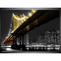 Foto canvas schilderij Brug | Zwart, Wit, Geel 