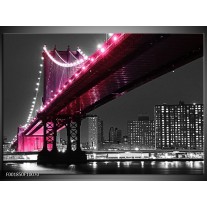 Foto canvas schilderij Brug | Zwart, Wit, Roze 