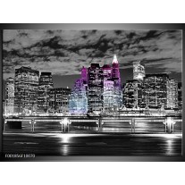 Foto canvas schilderij New York | Zwart, Wit, Paars 