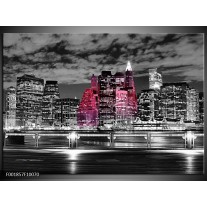 Foto canvas schilderij New York | Zwart, Wit, Roze 