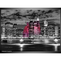 Glas schilderij New York | Zwart, Wit, Roze 