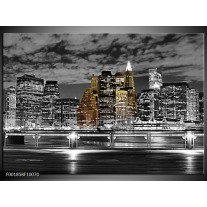 Foto canvas schilderij New York | Zwart, Wit, Geel 