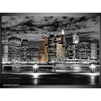 Foto canvas schilderij New York | Zwart, Wit, Geel 