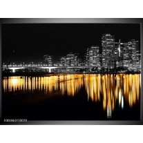 Foto canvas schilderij New York | Zwart, Wit, Geel 